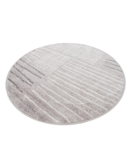 Gray 3' 1 x 3' 1 Hanahan Round Area Rug 100% Polypropylene With Jute Backing Abstract Geometric Modern Carpet for Living, Dining Room, Office Space for Sale at Rug Engine