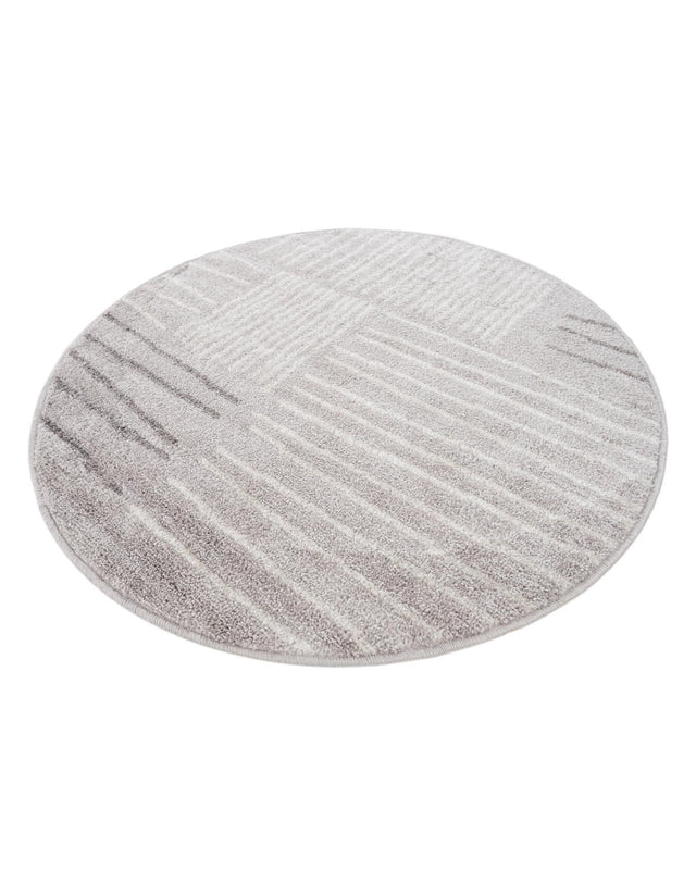 Gray 3' 1 x 3' 1 Hanahan Round Area Rug 100% Polypropylene With Jute Backing Abstract Geometric Modern Carpet for Living, Dining Room, Office Space for Sale at Rug Engine