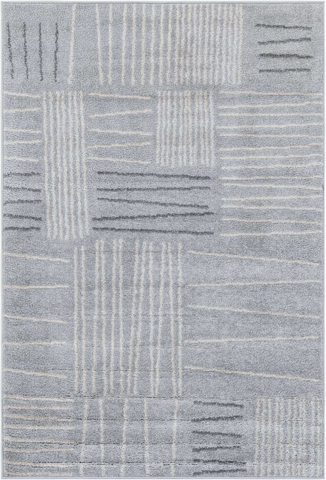 Gray 4' 1 x 6' 1 Hanahan Rectangle Area Rug 100% Polypropylene With Jute Backing Abstract Geometric Modern Carpet for Living, Dining Room, Office Space for Sale at Rug Engine