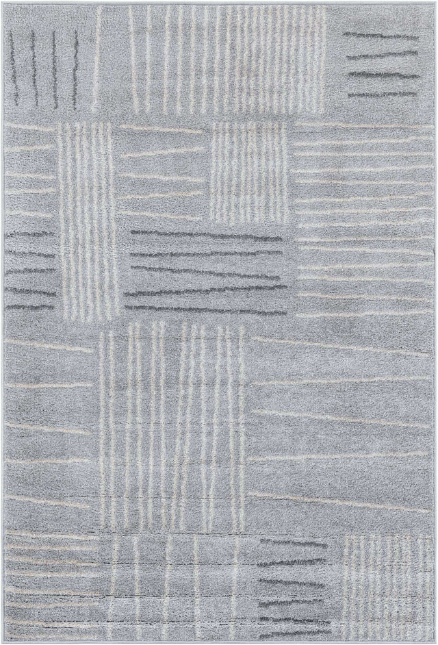 Gray 4' 1 x 6' 1 Hanahan Rectangle Area Rug 100% Polypropylene With Jute Backing Abstract Geometric Modern Carpet for Living, Dining Room, Office Space for Sale at Rug Engine