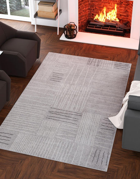 Gray 4' 1 x 6' 1 Hanahan Rectangle Area Rug 100% Polypropylene With Jute Backing Abstract Geometric Modern Carpet for Living, Dining Room, Office Space for Sale at Rug Engine
