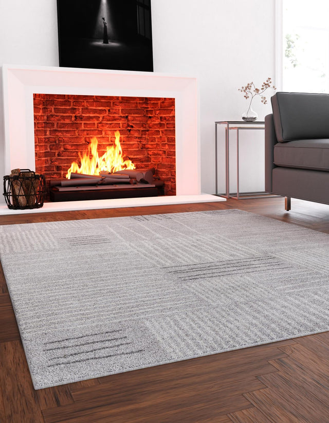 Gray 10' x 14' 1 Hanahan Rectangle Area Rug 100% Polypropylene With Jute Backing Abstract Geometric Modern Carpet for Living, Dining Room, Office Space for Sale at Rug Engine