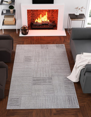 Gray 10' x 14' 1 Hanahan Rectangle Area Rug 100% Polypropylene With Jute Backing Abstract Geometric Modern Carpet for Living, Dining Room, Office Space for Sale at Rug Engine