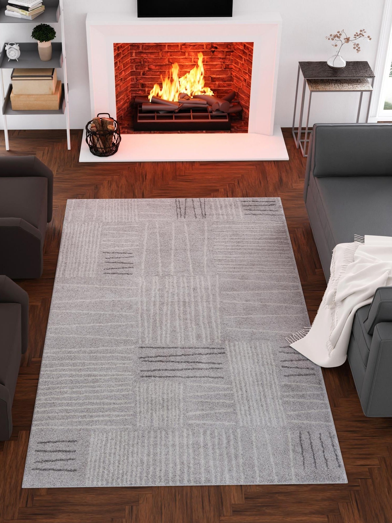 Gray 9' x 12' Hanahan Rectangle Area Rug 100% Polypropylene With Jute Backing Abstract Geometric Modern Carpet for Living, Dining Room, Office Space for Sale at Rug Engine