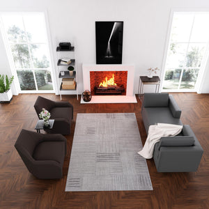 Gray 7' 10 x 10' Hanahan Rectangle Area Rug 100% Polypropylene With Jute Backing Abstract Geometric Modern Carpet for Living, Dining Room, Office Space for Sale at Rug Engine
