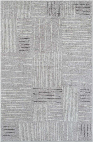 Gray 5' 3 x 8' Hanahan Rectangle Area Rug 100% Polypropylene With Jute Backing Abstract Geometric Modern Carpet for Living, Dining Room, Office Space for Sale at Rug Engine