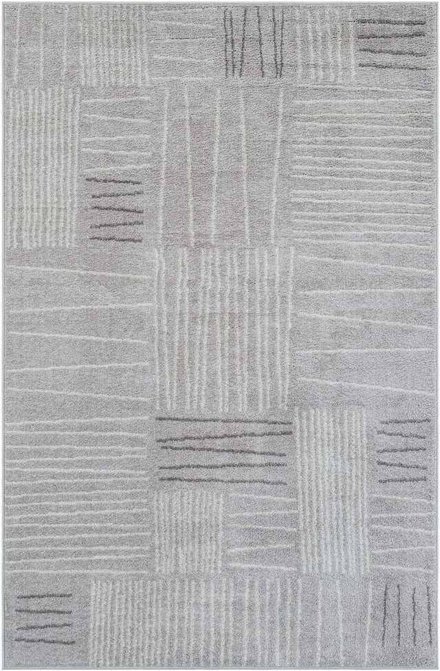 Gray 5' 3 x 8' Hanahan Rectangle Area Rug 100% Polypropylene With Jute Backing Abstract Geometric Modern Carpet for Living, Dining Room, Office Space for Sale at Rug Engine