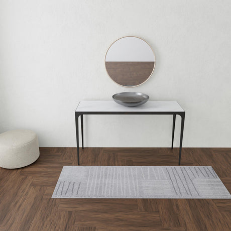 Gray 2' x 8' Hanahan Runner Area Rug 100% Polypropylene With Jute Backing Abstract Geometric Modern Carpet for Living, Dining Room, Office Space for Sale at Rug Engine
