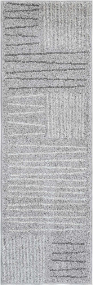 Gray 2' x 6' 1 Hanahan Runner Area Rug 100% Polypropylene With Jute Backing Abstract Geometric Modern Carpet for Living, Dining Room, Office Space for Sale at Rug Engine