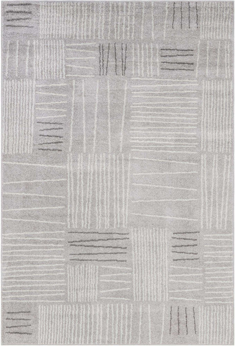 Gray 6' 1 x 9' Hanahan Rectangle Area Rug 100% Polypropylene With Jute Backing Abstract Geometric Modern Carpet for Living, Dining Room, Office Space for Sale at Rug Engine
