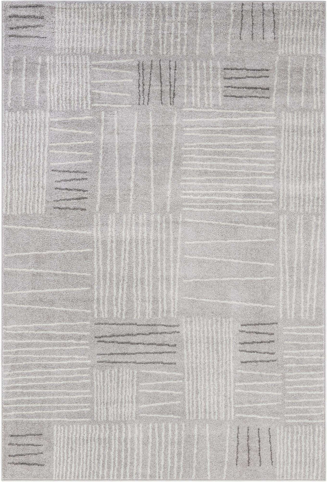 Gray 6' 1 x 9' Hanahan Rectangle Area Rug 100% Polypropylene With Jute Backing Abstract Geometric Modern Carpet for Living, Dining Room, Office Space for Sale at Rug Engine