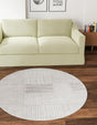 Gray 5' 3 x 5' 3 Hanahan Round Area Rug 100% Polypropylene With Jute Backing Abstract Geometric Modern Carpet for Living, Dining Room, Office Space for Sale at Rug Engine