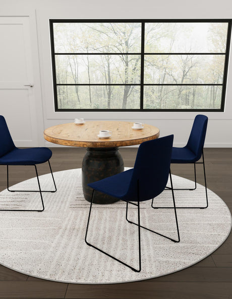 Gray 5' 3 x 5' 3 Hanahan Round Area Rug 100% Polypropylene With Jute Backing Abstract Geometric Modern Carpet for Living, Dining Room, Office Space for Sale at Rug Engine