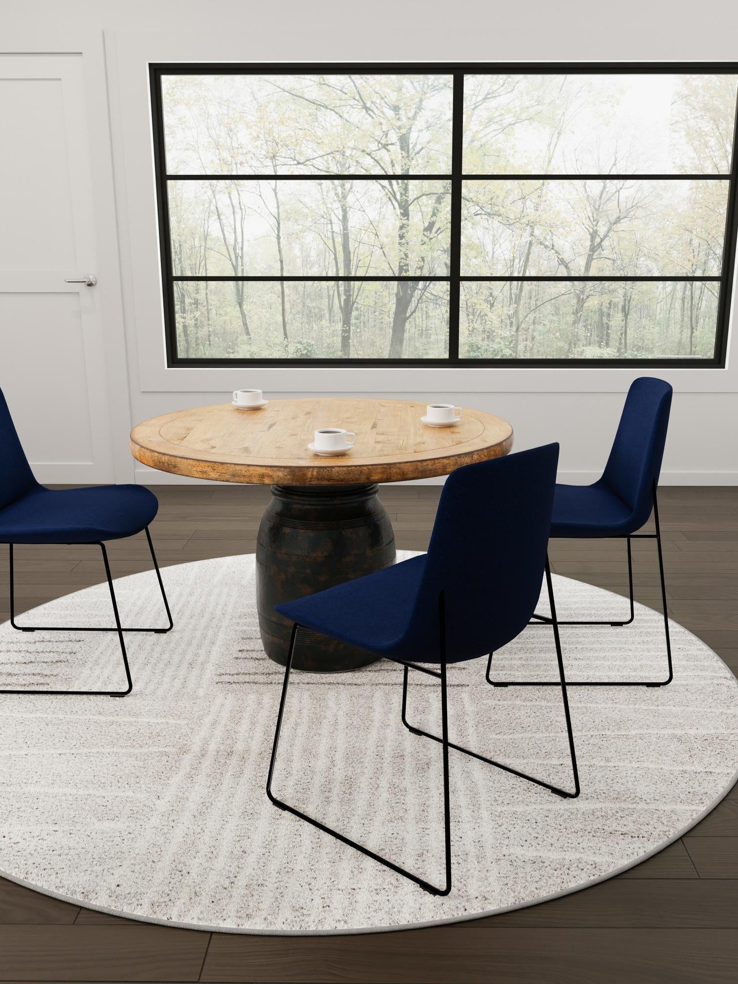 Gray 7' 10 x 7' 10 Hanahan Round Area Rug 100% Polypropylene With Jute Backing Abstract Geometric Modern Carpet for Living, Dining Room, Office Space for Sale at Rug Engine