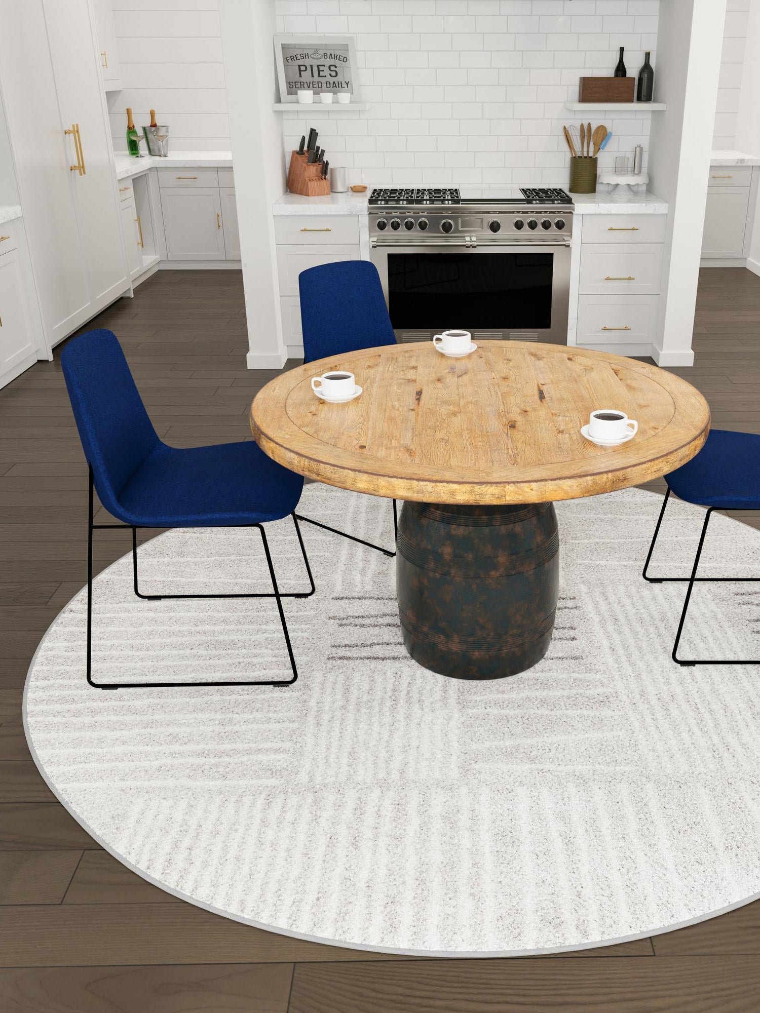 Gray 7' 10 x 7' 10 Hanahan Round Area Rug 100% Polypropylene With Jute Backing Abstract Geometric Modern Carpet for Living, Dining Room, Office Space for Sale at Rug Engine