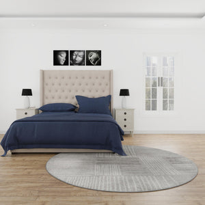 Gray 3' 1 x 3' 1 Hanahan Round Area Rug 100% Polypropylene With Jute Backing Abstract Geometric Modern Carpet for Living, Dining Room, Office Space for Sale at Rug Engine