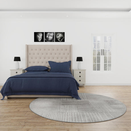 Gray 3' 1 x 3' 1 Hanahan Round Area Rug 100% Polypropylene With Jute Backing Abstract Geometric Modern Carpet for Living, Dining Room, Office Space for Sale at Rug Engine