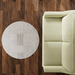 Gray 3' 1 x 3' 1 Hanahan Round Area Rug 100% Polypropylene With Jute Backing Abstract Geometric Modern Carpet for Living, Dining Room, Office Space for Sale at Rug Engine