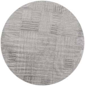 Gray 7' 10 x 7' 10 Hanahan Round Area Rug 100% Polypropylene With Jute Backing Abstract Geometric Modern Carpet for Living, Dining Room, Office Space for Sale at Rug Engine