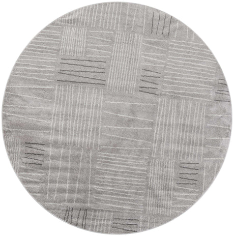 Gray 7' 10 x 7' 10 Hanahan Round Area Rug 100% Polypropylene With Jute Backing Abstract Geometric Modern Carpet for Living, Dining Room, Office Space for Sale at Rug Engine