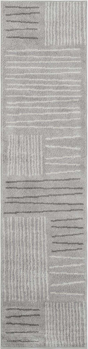 Gray 2' x 8' Hanahan Runner Area Rug 100% Polypropylene With Jute Backing Abstract Geometric Modern Carpet for Living, Dining Room, Office Space for Sale at Rug Engine