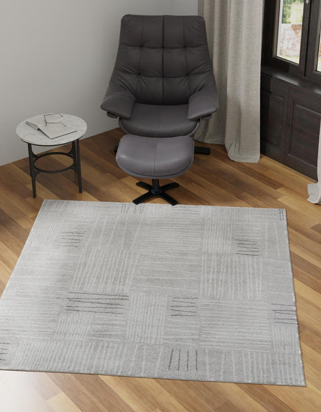 Gray 7' 10 x 7' 10 Hanahan Square Area Rug 100% Polypropylene With Jute Backing Abstract Geometric Modern Carpet for Living, Dining Room, Office Space for Sale at Rug Engine