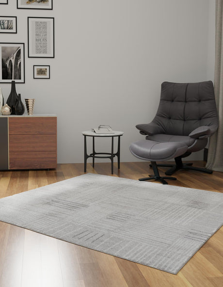 Gray 7' 10 x 7' 10 Hanahan Square Area Rug 100% Polypropylene With Jute Backing Abstract Geometric Modern Carpet for Living, Dining Room, Office Space for Sale at Rug Engine
