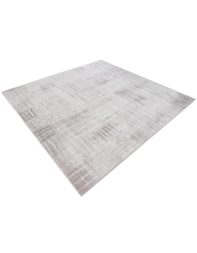 Gray 7' 10 x 7' 10 Hanahan Square Area Rug 100% Polypropylene With Jute Backing Abstract Geometric Modern Carpet for Living, Dining Room, Office Space for Sale at Rug Engine