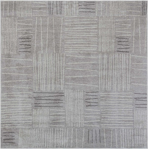 Gray 7' 10 x 7' 10 Hanahan Square Area Rug 100% Polypropylene With Jute Backing Abstract Geometric Modern Carpet for Living, Dining Room, Office Space for Sale at Rug Engine