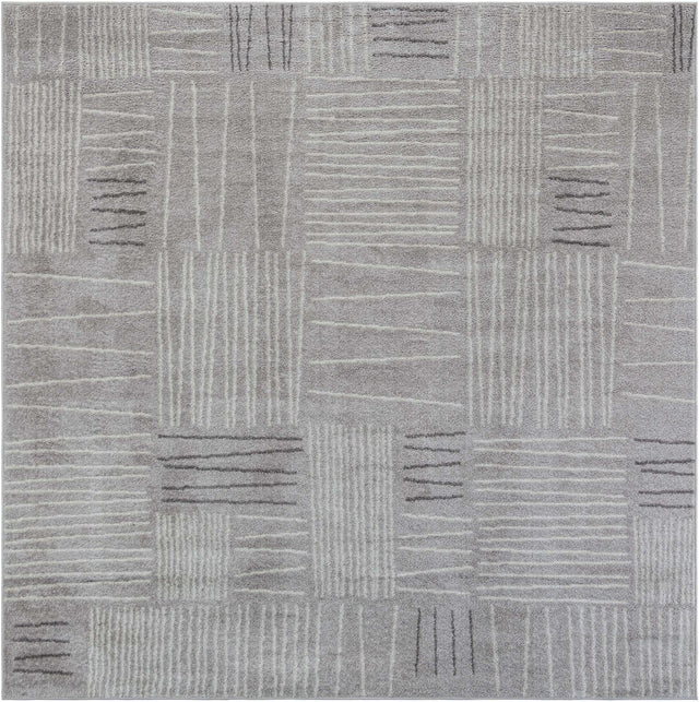 Gray 7' 10 x 7' 10 Hanahan Square Area Rug 100% Polypropylene With Jute Backing Abstract Geometric Modern Carpet for Living, Dining Room, Office Space for Sale at Rug Engine