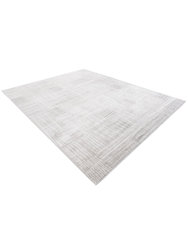 Gray 7' 10 x 10' Hanahan Rectangle Area Rug 100% Polypropylene With Jute Backing Abstract Geometric Modern Carpet for Living, Dining Room, Office Space for Sale at Rug Engine