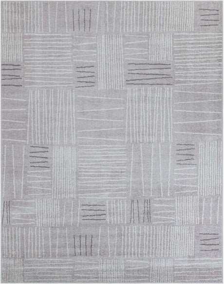Gray 7' 10 x 10' Hanahan Rectangle Area Rug 100% Polypropylene With Jute Backing Abstract Geometric Modern Carpet for Living, Dining Room, Office Space for Sale at Rug Engine