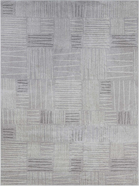 Gray 9' x 12' Hanahan Rectangle Area Rug 100% Polypropylene With Jute Backing Abstract Geometric Modern Carpet for Living, Dining Room, Office Space for Sale at Rug Engine