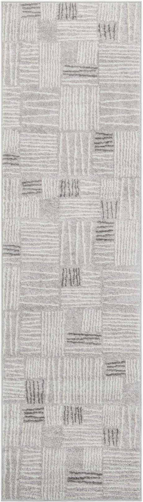 Gray 2' 7 x 10' Hanahan Runner Area Rug 100% Polypropylene With Jute Backing Abstract Geometric Modern Carpet for Living, Dining Room, Office Space for Sale at Rug Engine