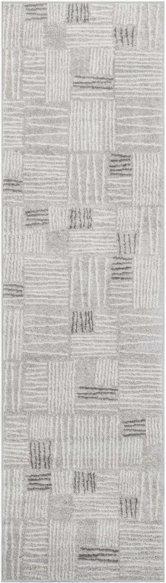 Gray 2' 7 x 10' Hanahan Runner Area Rug 100% Polypropylene With Jute Backing Abstract Geometric Modern Carpet for Living, Dining Room, Office Space for Sale at Rug Engine