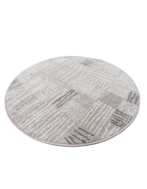 Gray 3' 1 x 3' 1 Hanahan Round Area Rug 100% Polypropylene With Jute Backing Abstract Geometric Modern Carpet for Living, Dining Room, Office Space for Sale at Rug Engine