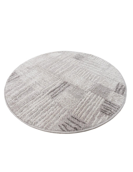 Gray 3' 1 x 3' 1 Hanahan Round Area Rug 100% Polypropylene With Jute Backing Abstract Geometric Modern Carpet for Living, Dining Room, Office Space for Sale at Rug Engine