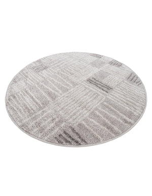 Gray 3' 1 x 3' 1 Hanahan Round Area Rug 100% Polypropylene With Jute Backing Abstract Geometric Modern Carpet for Living, Dining Room, Office Space for Sale at Rug Engine