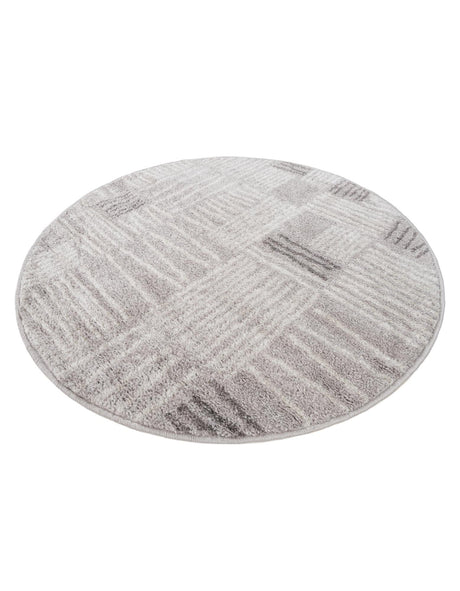 Gray 3' 1 x 3' 1 Hanahan Round Area Rug 100% Polypropylene With Jute Backing Abstract Geometric Modern Carpet for Living, Dining Room, Office Space for Sale at Rug Engine