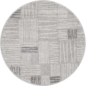 Gray 3' 1 x 3' 1 Hanahan Round Area Rug 100% Polypropylene With Jute Backing Abstract Geometric Modern Carpet for Living, Dining Room, Office Space for Sale at Rug Engine