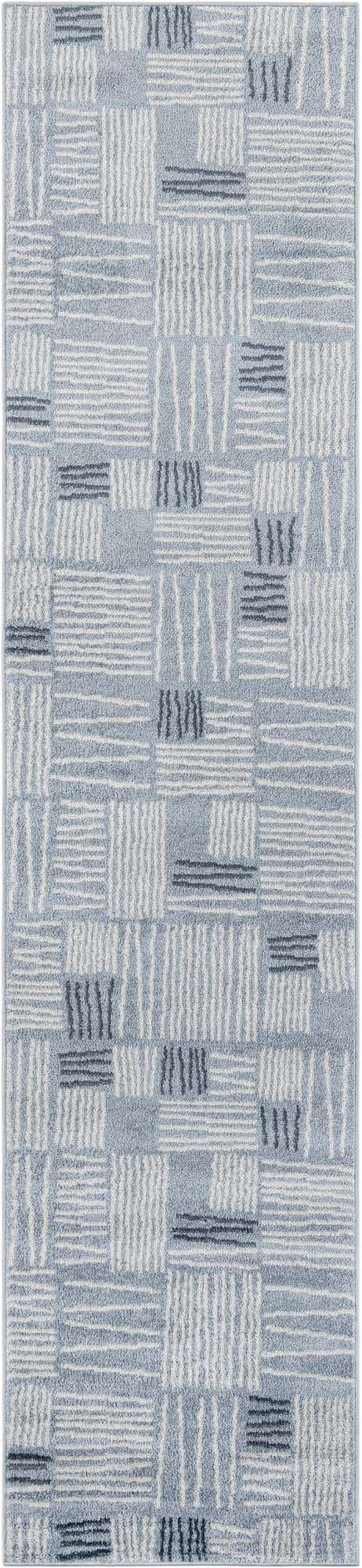Light Blue 2' 7 x 12' Hanahan Runner Area Rug 100% Polypropylene With Jute Backing Abstract Geometric Modern Carpet for Living, Dining Room, Office Space for Sale at Rug Engine