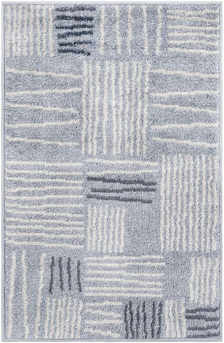 Light Blue 2' x 3' 1 Hanahan Rectangle Area Rug 100% Polypropylene With Jute Backing Abstract Geometric Modern Carpet for Living, Dining Room, Office Space for Sale at Rug Engine