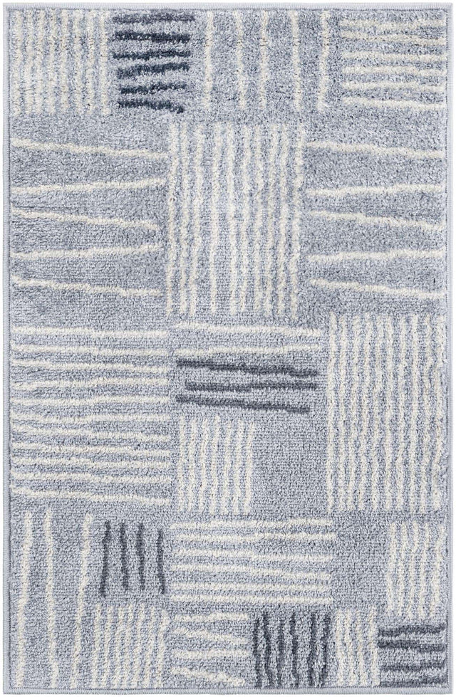 Light Blue 2' x 3' 1 Hanahan Rectangle Area Rug 100% Polypropylene With Jute Backing Abstract Geometric Modern Carpet for Living, Dining Room, Office Space for Sale at Rug Engine