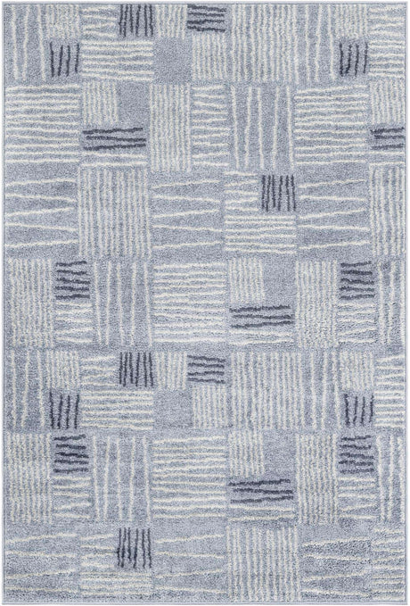 Light Blue 4' 1 x 6' 1 Hanahan Rectangle Area Rug 100% Polypropylene With Jute Backing Abstract Geometric Modern Carpet for Living, Dining Room, Office Space for Sale at Rug Engine