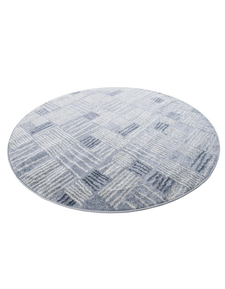 Light Blue 5' 3 x 5' 3 Hanahan Round Area Rug 100% Polypropylene With Jute Backing Abstract Geometric Modern Carpet for Living, Dining Room, Office Space for Sale at Rug Engine