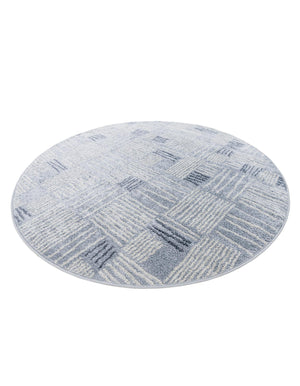 Light Blue 5' 3 x 5' 3 Hanahan Round Area Rug 100% Polypropylene With Jute Backing Abstract Geometric Modern Carpet for Living, Dining Room, Office Space for Sale at Rug Engine