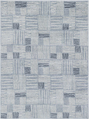 Light Blue 5' 3 x 7' 1 Hanahan Rectangle Area Rug 100% Polypropylene With Jute Backing Abstract Geometric Modern Carpet for Living, Dining Room, Office Space for Sale at Rug Engine