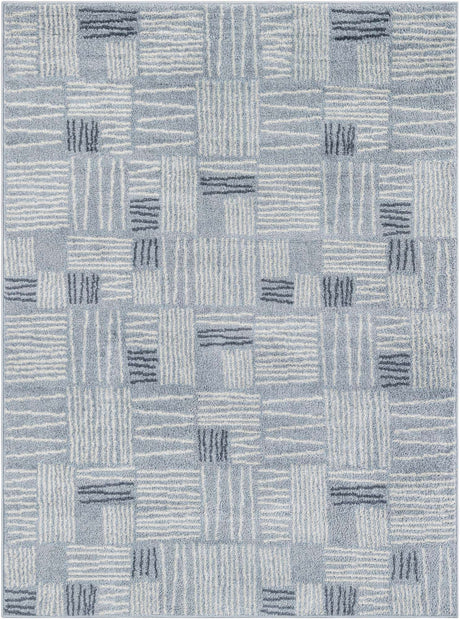Light Blue 5' 3 x 7' 1 Hanahan Rectangle Area Rug 100% Polypropylene With Jute Backing Abstract Geometric Modern Carpet for Living, Dining Room, Office Space for Sale at Rug Engine