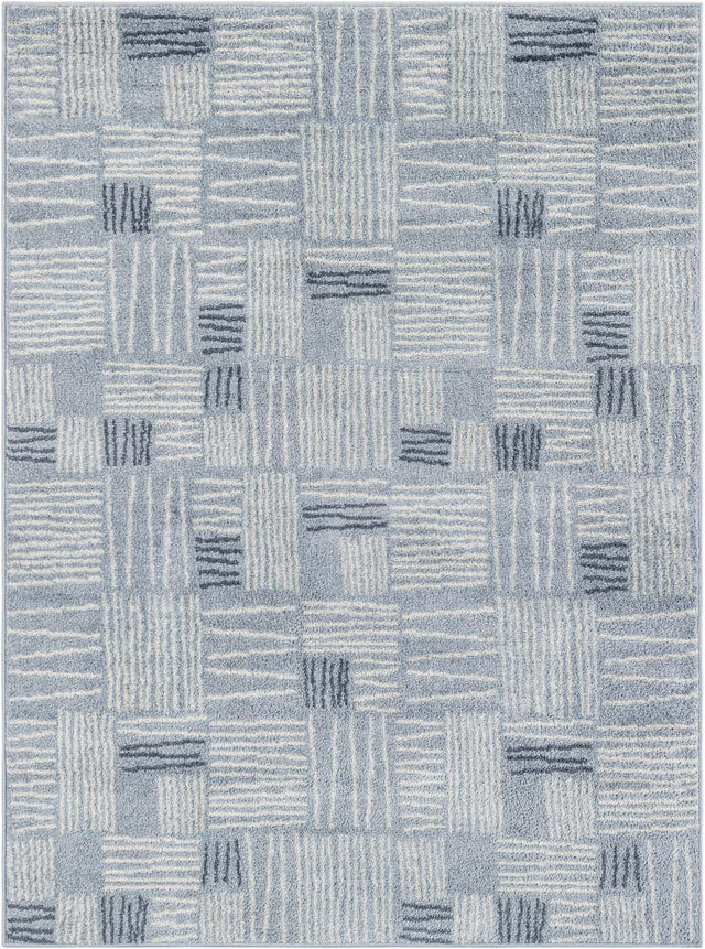 Light Blue 5' 3 x 7' 1 Hanahan Rectangle Area Rug 100% Polypropylene With Jute Backing Abstract Geometric Modern Carpet for Living, Dining Room, Office Space for Sale at Rug Engine