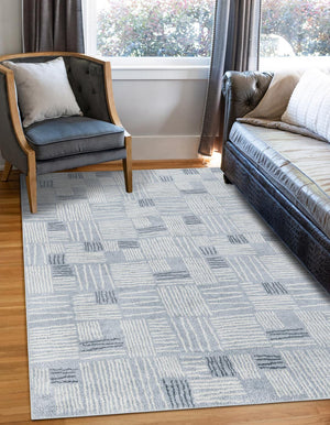 Light Blue 2' x 3' 1 Hanahan Rectangle Area Rug 100% Polypropylene With Jute Backing Abstract Geometric Modern Carpet for Living, Dining Room, Office Space for Sale at Rug Engine